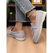 billige Slip-ons og loafers til kvinner-Grønne dameloafers i semsket skinn, lette flate sko med gulldetaljer for uformelle antrekk og daglige dates