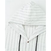 economico Camicie di lino-Per uomo Camicia Camicia di lino Camicia casual Camicia con Bottoni Camicia di cotone A righe Vacanza Camicia hawaiana Nero Bianco Blu marino Cachi Manica Lunga Con Cappuccio Primavera Autunno