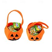 Χαμηλού Κόστους Halloween Hanging &amp; Tabletop Decorations-Τσάντα δώρου με κολοκύθες για το Halloween για παιδιά, τσάντα tote με γλυκά για κέρασμα ή trick or treat, μη υφασμένη τρισδιάστατη τσάντα δώρου jack-o&#039;-lantern με πρόσωπο φαντάσματος κινουμένων