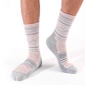 cheap Sports &amp; Outdoor Accessories-1 Pair Men's merino wool socks Hiking Socks Running Socks Sports Socks Thermal Warm Breathable Anti Blister Thick Winter Outdoor mid crew Patchwork Merino Wool Black Yellow Cream for Ski / Snowboard