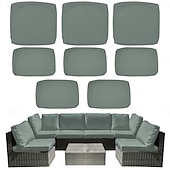 cheap Patio Cushions Cover-8pcs Outdoor Cushion Slipcovers Outdoor Patio Cushions Covers Replacement  Include 5 Backrests and 3 Cushions  Waterproof with Zipper for 3-Seat Rattan Sofa Patio Furniture Cushion Covers Covers Only