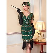 levne Šaty-Retro Řvoucí 20s 20. léta 20. století Bubenové šaty Šaty Úbory Velký Gatsby Svatební host Flitry Třásně Maškarní kostým Dámské Vánoce předvečer Všech svatých Karneval Párty a večer Svatební hostina