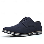 abordables Semiformal-Zapatos oxford de piel sintética marrón caramelo para hombre con detalles brogue: zapatos elegantes e informales con cordones para el trabajo, citas y uso diario.