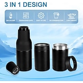 Χαμηλού Κόστους Ποτήρια &amp; Κούπες &amp; Σκεύη Πόσης-ψυγείο μπουκαλιών και κουτιών μπύρας, θήκη μπύρας από ανοξείδωτο ατσάλι με μόνωση κενού με ανοιχτήρι, ταιριάζει σε λεπτά κουτιά και μπουκάλια, ψυγείο ποτών με διπλό τοίχωμα για άνδρες, μαύρο μεσάνυχτα