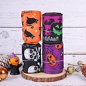 cheap Halloween Wreaths &amp; Floral Decorations-Halloween Burlap Ribbon Rolls with Spider Print, Edge Ribbons for DIY Crafts, Halloween Wreaths, Gift Wrapping and Party Decorations