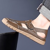 Χαμηλού Κόστους Υπαίθριες σάντες-Ανδρικά καφέ slip-on σανδάλια εξωτερικού χώρου με ελαστικά λουράκια και αναπνεύσιμο mesh επάνω μέρος για καλοκαιρινές περιπέτειες