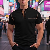 economico Maglietta casual Henley-Per uomo Maglietta Maglia Henley Camicia a Maniche Corte Manica Corta Henley Estate Blocco di colori Moda Designer Essenziale Patchwork Tasca Vacanza Streetwear Uscire Vinaccia Nero Bianco Maglietta