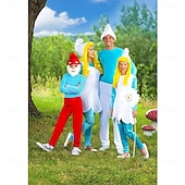 economico Parrucche dei personaggi dei film-Parrucca Smurfette da donna per costumi di adulti accessorio costumi Smurf giallo brillante Parrucche di Halloween