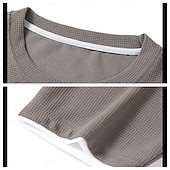 ieftine Tricou Waffle Knit-Bărbați Tricou Waffle Tricou Manșon scurt Mânecă scurtă Stil Nautic Vară Simplu Modă Designer De Bază fals două piese Casual Vacanță Stradă Alb Top tricou pentru bărbați
