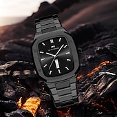 cheap Quartz Watches-VA VA VOOM Top Brand Men Wrist Watches Luxury Waterproof Gold Black Silver Date Week Display Square Watch for Men Stainless Steel Watc
