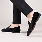 お買い得  ローファー-刺繍入りの紋章が入ったメンズ バーガンディ ベルベット ローファー - 結婚式、宴会、お祝いの席にぴったりのスリッポン パーティー ドレスシューズ