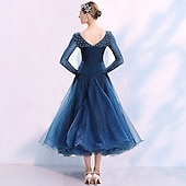 preiswerte Standard-Tanzsaal-Für den Ballsaal Kleid Kombination Kristalle / Strass Damen Training Leistung Langarm Elasthan Organza Polyster