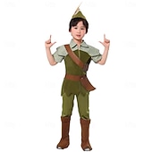 billiga Barnens kostymer-Alf halloween Kläder Kostym Sagotema Peter Pan &amp; Wendy Sagobokskaraktärer Barn Pojkar Halloween Karnival Världsbokdagen Prestanda Pedagogisk klädsel Klädsel för skolevenemang Enkla Halloween kostymer