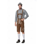 abordables Hombres-Oktoberfest Lederhosen Camisas Sombrero alpino bávaro Alemán alpino prados Hombre Fiesta Festival de Cerveza Paño de estilo tradicional