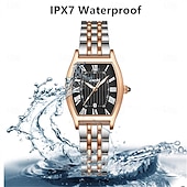 economico Orologi al quarzo-Orologio da donna alla moda con quadrante a botte di vino orologio al quarzo con numeri romani cinturino impermeabile PX7 calendario cinturino in acciaio inossidabile miglior scelta per i regali per