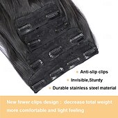 Недорогие Зажим в расширениях-4 шт. накладных волос на заколках 20 дюймов черные накладные волосы длинные волнистые накладные волосы на заколках синтетические густые волосы для женщин