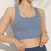 baratos Sutiãs esportivos &amp; coletes-Mulheres Sutiã de ioga Tanque Sutiã Pilates Roupa-Interior Suportes altos Respirável absorvente de suor Sem Fio Com almofadas Cor Sólida / Simples Esporte Roupas Esportivas Preto Azul Academia
