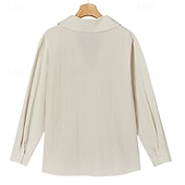 preiswerte Straße-Herren Hemd Leinenhemd Popover-Hemd Sommerhemd Strandbekleidung Einfarbig Urlaub Straße Schwarz Himmelblau Khaki Langarm Kragen Sommer Frühling Bekleidung