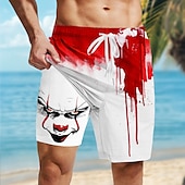 economico Retro Vintage &amp; Etica-Per uomo Pagliaccio Macchie di sangue Pantaloncini foderati Pantaloncini da bagno 2 in 1 Pantaloncini da mare Misura del girovita medio Gotico Orrore Ferie Tasche Laterali Con Fodera a Compressione