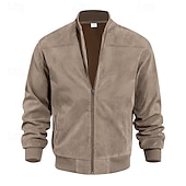 abordables Vestes en Suède Synthétique-Homme Veste Légère Veste Décontractée Vacances Quotidien Résistant à l&#039;usure Avec Poches Été Printemps Uni Mode Classique Col montant Régulier Noir Bleu Chameau Vert Véronèse Bleu de minuit Veste