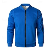 preiswerte Lässige Jacken-Herren Leichte Jacke Freizeitjacke Urlaub Täglich Tasche Frühling Herbst Einfach Mode Klassisch Stehkragen Regulär Schwarz Blau Grau Jacken