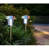 halpa Bug zapper-aurinkohyönteisviemäri vedenpitävä ulkokäyttöön tarkoitettu hyttysten tappaja ja valaistusta karkottava lamppu sisä- ja ulkokäyttöön puutarhaterassille violetti ja valkoinen valo (ruostumaton teräs -