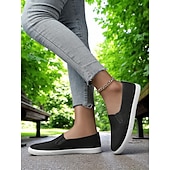 cheap Women&#039;s Sneakers-Women&#039;s Canvas Slip-On Sneakers – Lightweight Minimalist Flats for Daily Errands, Park Walks and Weekend Brunch Outings