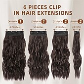 economico Clip nelle estensioni-extension a clip 6 pezzi naturali &amp;capelli morbidi &amp;si fonde bene con le extension per capelli castano scuro, lunghe e ondulate