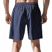 voordelige Klassiek-Voor heren Korte broek Linnen korte broek Zomer korte broeken Strandshorts Trekkoord Zak Elastische taille Gestreept Comfort Ademend Korte Strand Vakantie Feestdagen Hawaii Boho Zwart Marineblauw