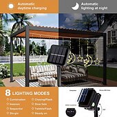 abordables Guirlandes solaires-Guirlande lumineuse décorative à LED, solaire, lune, étoile, rideau lumineux d&#039;extérieur étanche, 8 modes de suspension, barre lumineuse à glace, 1 pièce