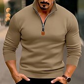 economico felpe in pile-Per uomo Felpa con cappuccio e zip Felpa con zip Felpa con cappuccio in pile Aalbicocca Nero Bianco Vino Rosso Colletto Mao Semplice Zip a un quarto Sport &amp; Outdoor Casuale Quotidiano Streetwear Cool