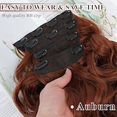 abordables Clip dans les extensions-Extensions de cheveux bouclés à clipser 4 pièces postiches synthétiques épais et longs ondulés avec double trame en fibre pour cheveux de femme tête complète
