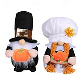 baratos decoração de ação de graças e outono-Boneco de pelúcia de gnomo de outono com abóbora, decoração de gnomo sem rosto com chapéu de chef para colheita de ação de graças, decoração de mesa de outono para exibição de festa na cozinha de casa