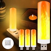 cheap Decorative Lights-4 Pcs simulation flame lamp candle lamp dynamic flame lamp bedside mini Usb atmosphere lamp small night lamp Halloween Christmas decoration lights