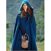 abordables Capas &amp; Capa-Retro Antiguo Medieval capa con capucha Chales Feria del Renacimiento Vikingo Ranger élfico Mujer Celta Vikingo Fantasía Víspera de Todos los Santos Mascarada Fiesta / Noche LARP Feria Ren Adulto Capa