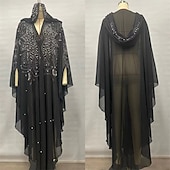 halpa Boho-mekot-Naisten Pitkä mekko Maxi mekko Rento mekko Boho-mekko Länsimainen mekko Muoti muslimi ulko- Juhla Pyhäpäivä Normaali Tavallinen Pitkähihainen Hupullinen Musta Tumman vihreä Kevät Syksy