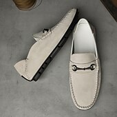 abordables Chaussures sans lacets &amp; mocassins-Mocassins en daim beige pour hommes avec boucle, légers et flexibles, parfaits pour une tenue de bureau décontractée, des soirées sociales et des journées de détente