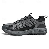 abordables Baskets-Homme Chaussures Décontractées Chaussures de randonnée Marche Occasionnel Cuir PU Maille Confortable Antidérapant Respirant À lacets Noir Jaune Vert Été Printemps