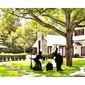 economico Halloween-Decorazioni da giardino in metallo con streghe di Halloween festive, 3 streghe spettrali per decorazioni da esterno - picchetti da giardinaggio senza batteria, decorazioni da giardino in metallo