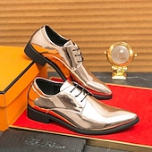 abordables Officiel-Chaussures à lacets en cuir verni vert pour hommes – chaussures habillées brillantes avec une finition polie, idéales pour les mariages et les soirées