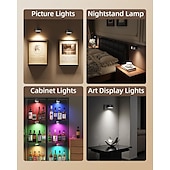 economico luce dell&#039;armadio-luci per quadri da parete, luci magnetiche a batteria per poster con 3 temperature di colore &amp;12 luci da parete RGB con timer dimmerabile e telecomando, per pittura, decorazione per cornice espositiva