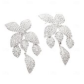 abordables Pendientes-Mujer Pendientes cortos Retro Forma de Hoja Precioso Moda Diamante Sintético Aretes Joyas Plata Para Boda Fiesta Festivos 1 Par