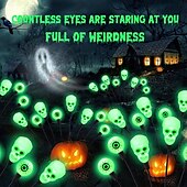 cheap Landscape Lights-1 Pc Outdoor Solar Firefly Lights Halloween 8-Head Skull Eye Insertion Lamp Courtyard Garden Party Horror and Weird Festival Atmosphere Decorative Lights