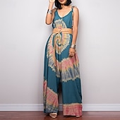 Damskie Normalny Kombinezon Codzienny Wzór tie-dye Bez rękawów Spodnie szerokie nogawki Półgolf Kieszeń Nadruk Ulica Codzienny Regularny Czarny Rumiany róż Granatowy Lato tanie kombinezon z nadrukiem-Damskie Normalny Kombinezon Codzienny Wzór tie-dye Bez rękawów Spodnie szerokie nogawki Półgolf Kieszeń Nadruk Ulica Codzienny Regularny Czarny Rumiany róż Granatowy Lato