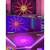 baratos Fitas de Luz Inteligentes-Luzes LED de Fogos de Artifício Inteligentes USB Decorativas para Quarto Luzes LED que Mudam de Cor com Efeito de Explosão Controle Remoto do App da Tira RGB para Halloween