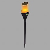 cheap Pathway Lights &amp; Lanterns-1 Pc Outdoor Waterproof Solar LED Torch Ground Plug Light Lawn Garden Courtyard Path Halloween Christmas Festival Flame Jumping Decorative Light Landscape Light