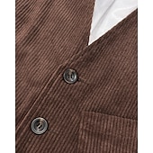 levne Gilety-Pánské Kamizelka Vesta Dovolená Párty Obchod Módní Na běžné nošení Jaro Podzim Knoflíky Kapsy Polyester Kordura Pohodlné Pevná barva Jednořadové sako s jedním knoflíkem Do V Běžný Tmavěhnědá Čern