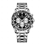 olcso Quartz órák-Férfi Kvarc Óra Luxus Nagy Dial Üzleti Lumineszcens Naptár Dátum Hét Vízálló Rozsdamentes Acél Óra