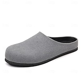 cheap Men&#039;s Clogs &amp; Mules-Men&#039;s Khaki Backless Mule Loafers – Minimalist Slip-On Comfort Shoes with Soft Faux Suede for Indoor Lounging Casual Errands and Summer Relaxation