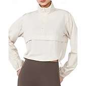 baratos Moletom &amp; Suéter-Mulheres Jaqueta de Corrida Capa de Chuva Bolso Com Zíper Leve Manga Longa Blusas Outono Prova-de-Água A Prova de Vento Secagem Rápida Umidade do pavio Pilates Corrida Ioga Roupa de esporte Roupas